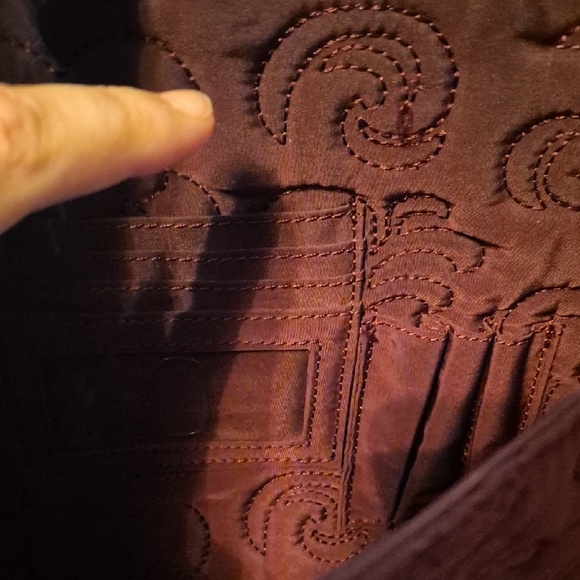 Vera Bradley Brown Laptop Bag with Embossed Floral Design - Picture 12 of 16